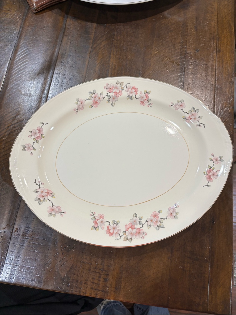 Antique Homer Laughlin Eggshell Apple Blossom Cream porcelain Serving Platter